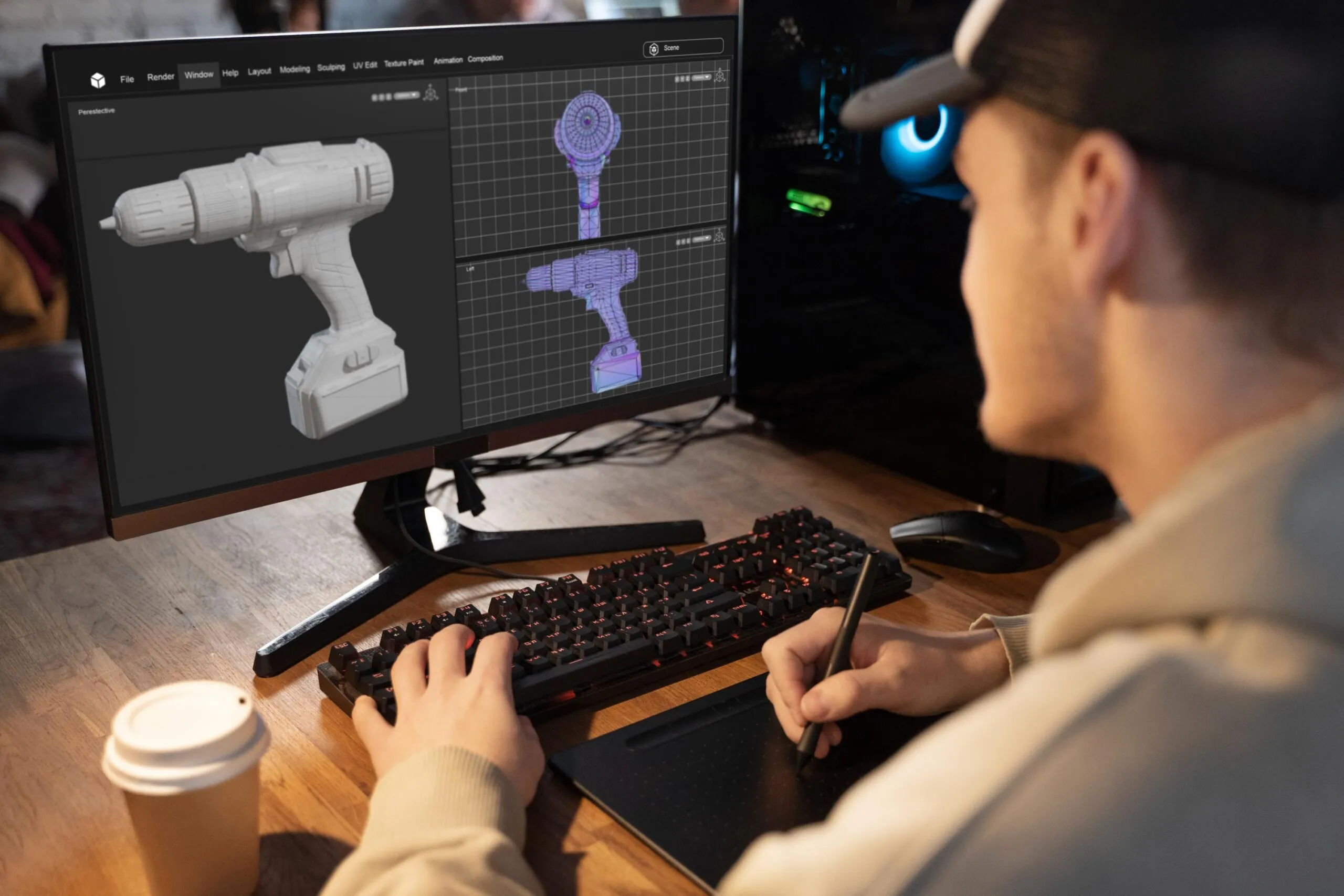 Technicien utilisant un logiciel de modélisation 3D pour la conception de pièces, représentant des services de métrologie au Maroc