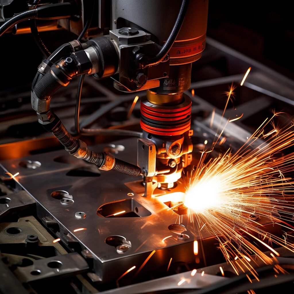 une machine d'usinage en action